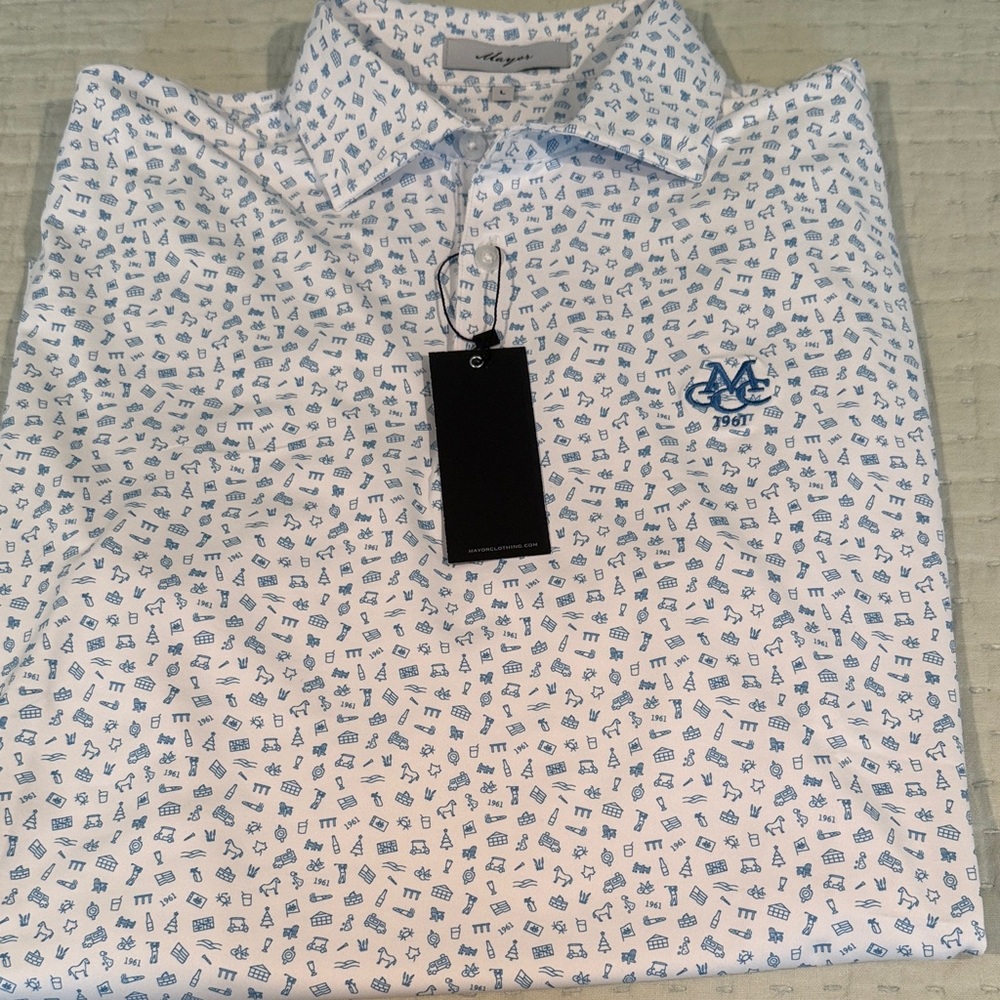 Mens large polo brand new  with tags 
Manor clothing.. custom polo